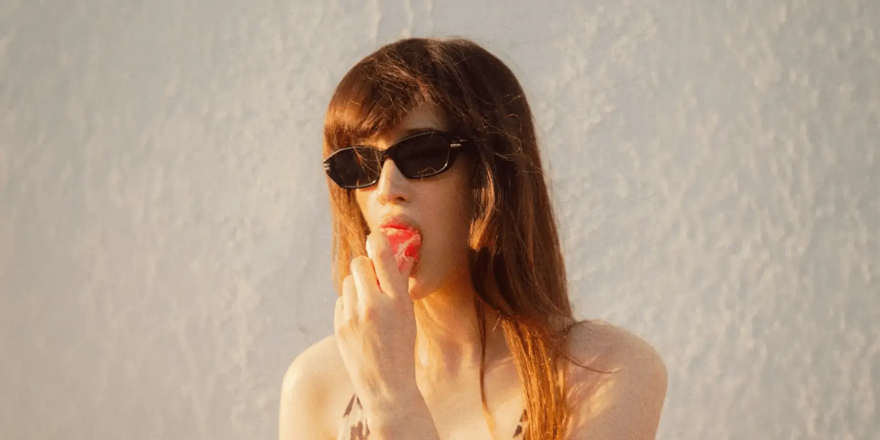 Marie Davidson female electronic artist wearing sunglasses warm-toned portrait